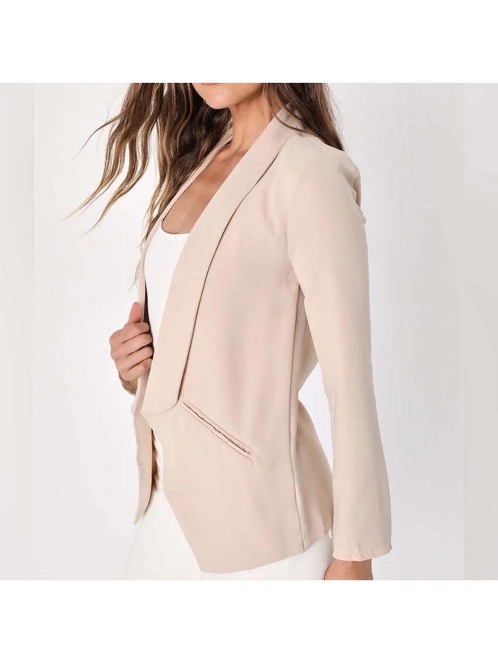 Women’s Tailored Open-Front Blazer Jacket - Beiger